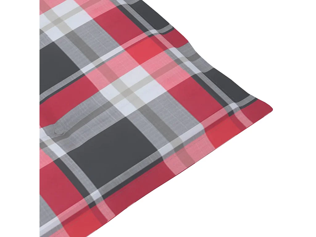 Chaises de jardin 4pcs et coussins à carreaux rouge Teck solide