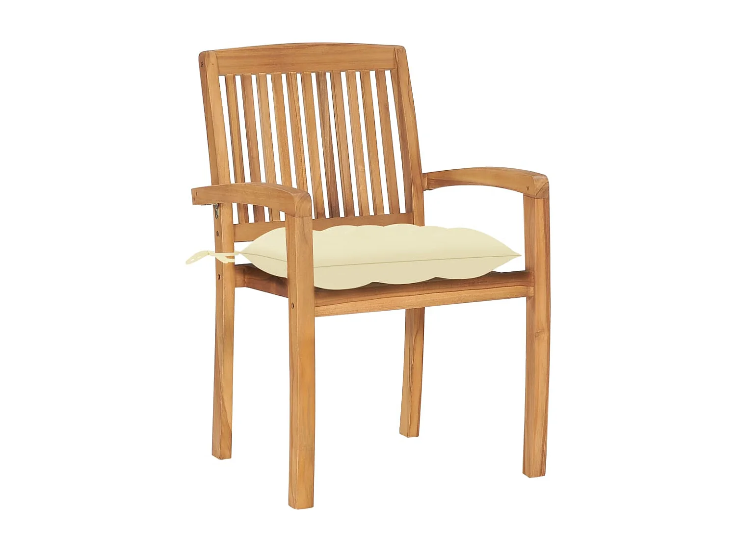 Chaises de jardin 2 pcs avec coussins blanc crème Bois de teck