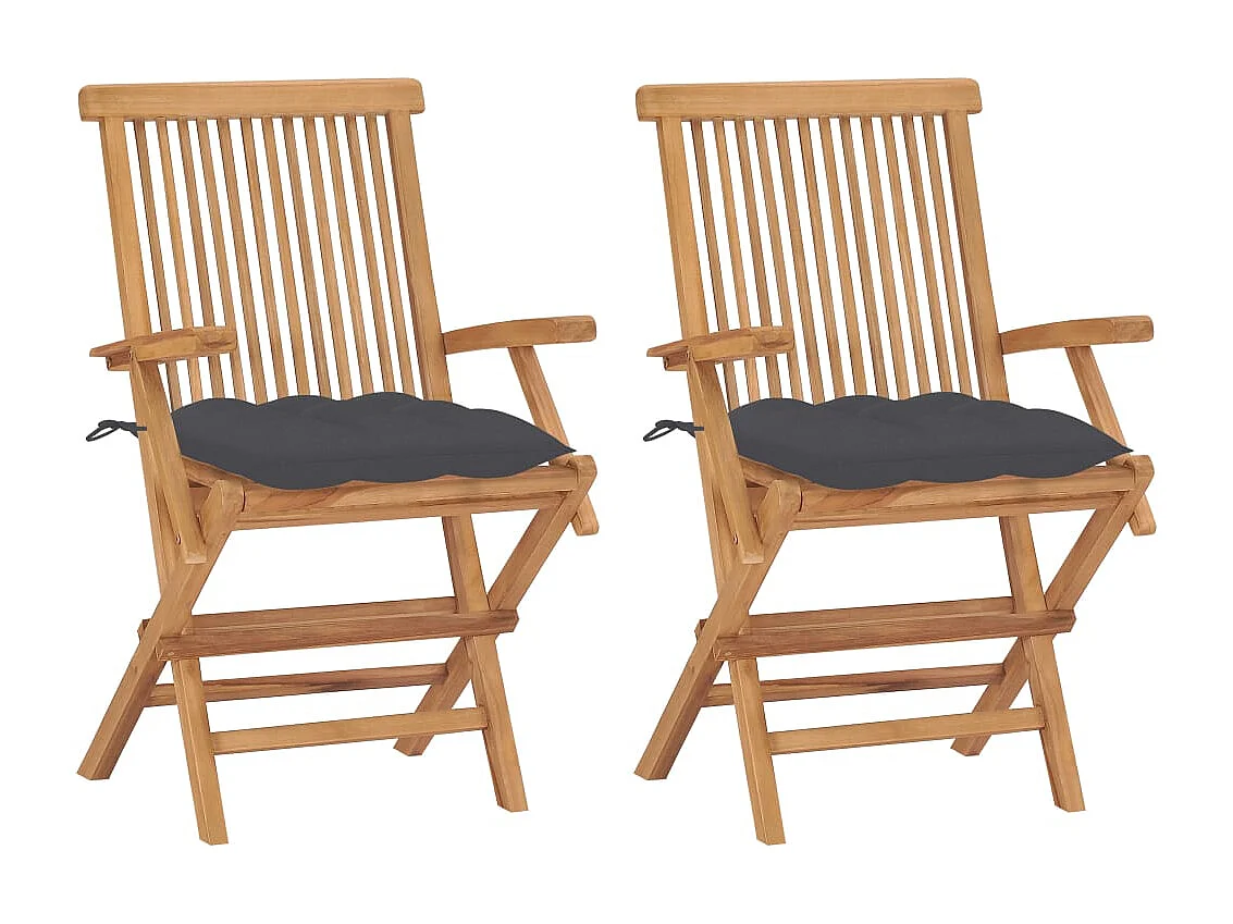 Antraciet tuinstoelen en kussens set van 2 Teakhout