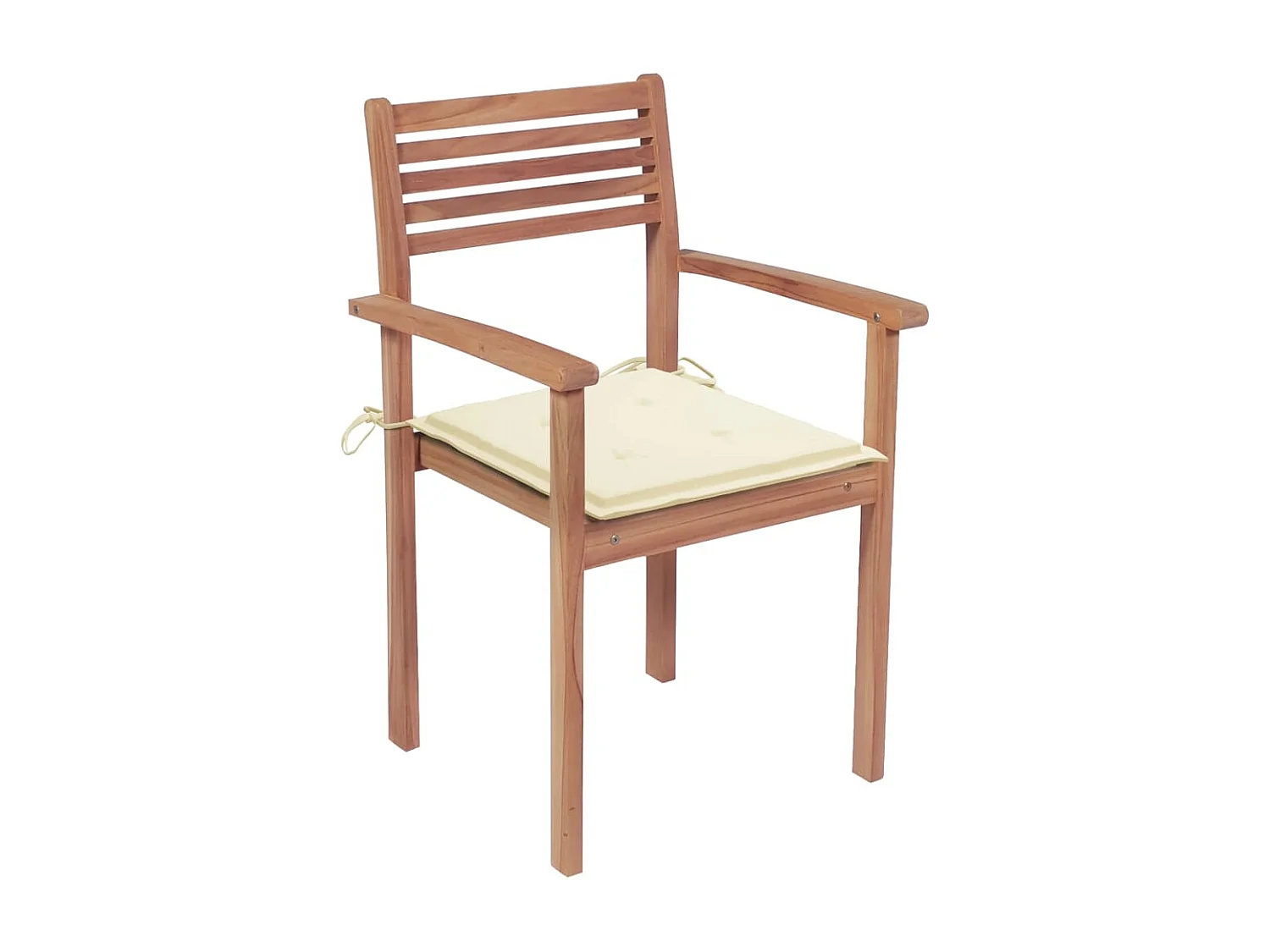 4 stuks tuinstoelen met crèmekleurige kussens Massief teakhout
