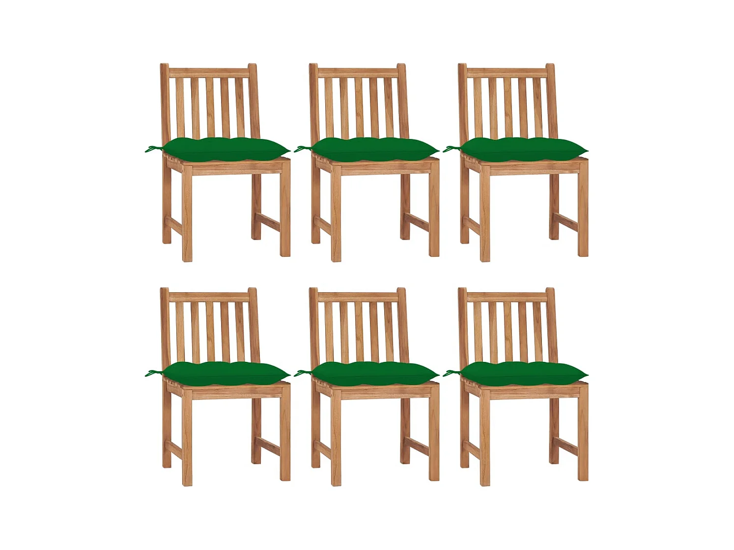 Chaises de jardin 6 pcs avec coussins Bois de teck massif