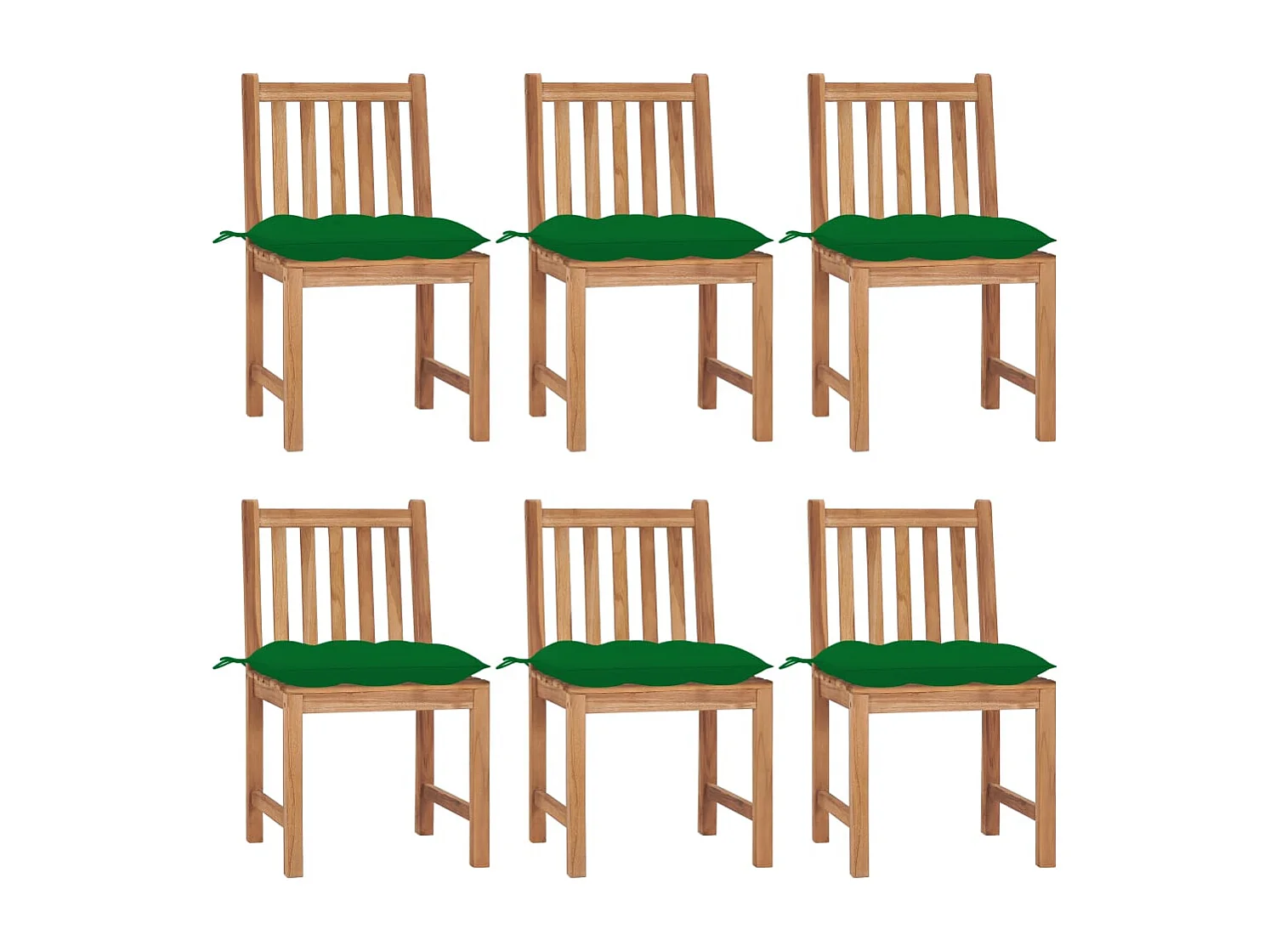 Chaises de jardin 6 pcs avec coussins Bois de teck massif