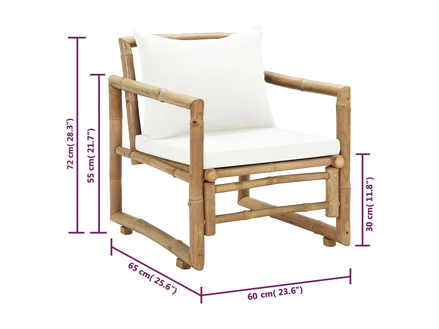 Tuinstoelen 2 stuks met kussens en kussens Bamboe