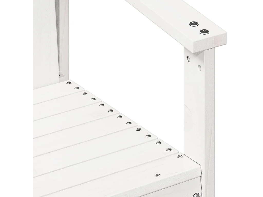 Salon de jardin 3 pcs blanc bois massif de pin