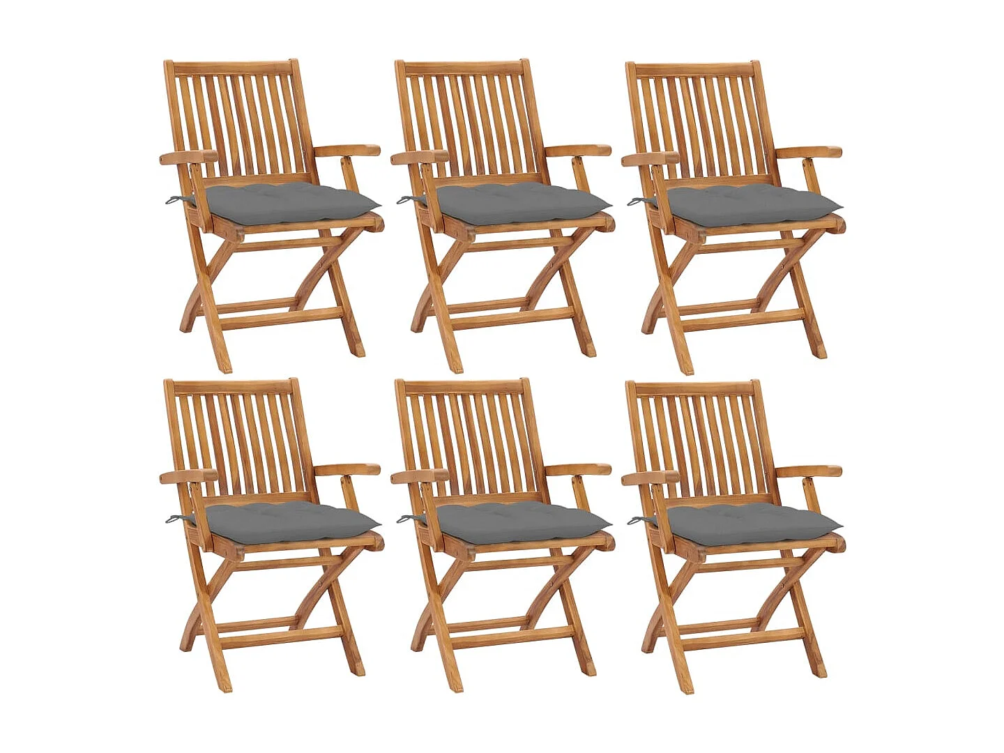 Chaises pliables de jardin avec coussins 6 pcs Bois de teck