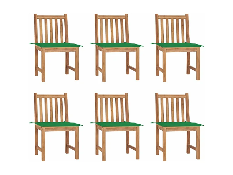 Chaises de jardin 6 pcs avec coussins Bois de teck massif