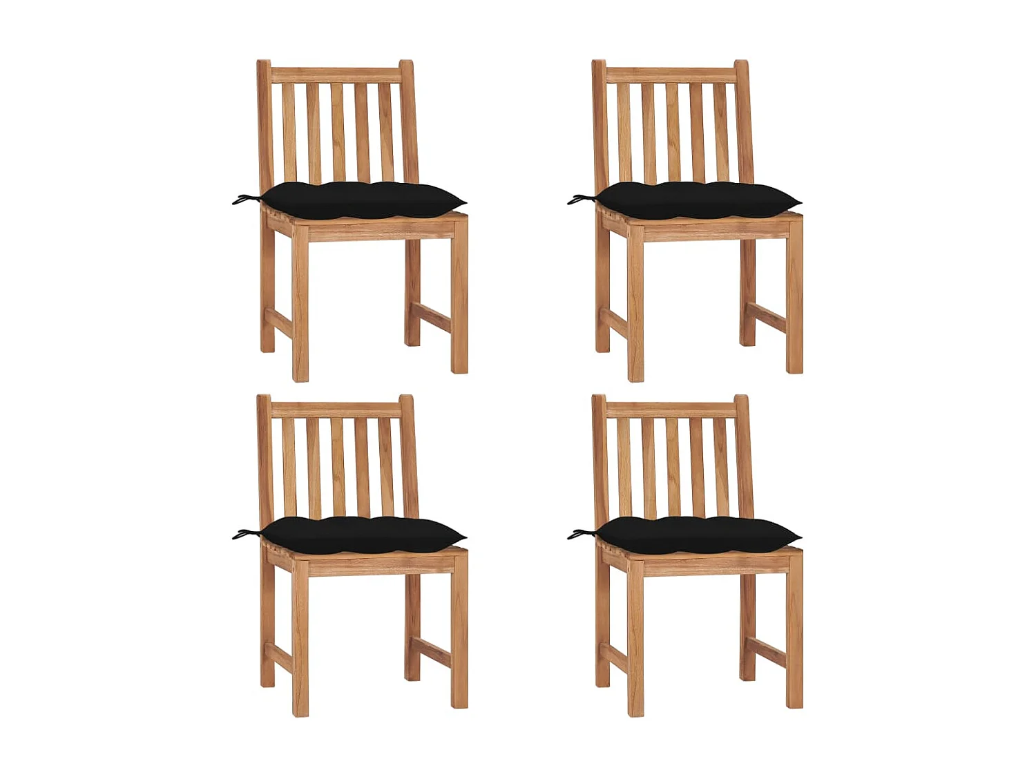 Chaises de jardin 4 pcs avec coussins Bois de teck massif