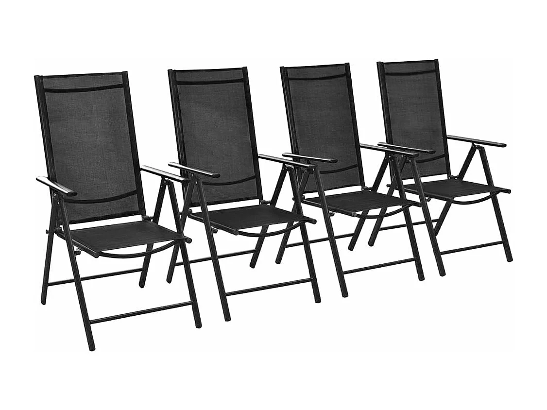 Chaises pliables de jardin 4 pcs Aluminium et textilène Noir