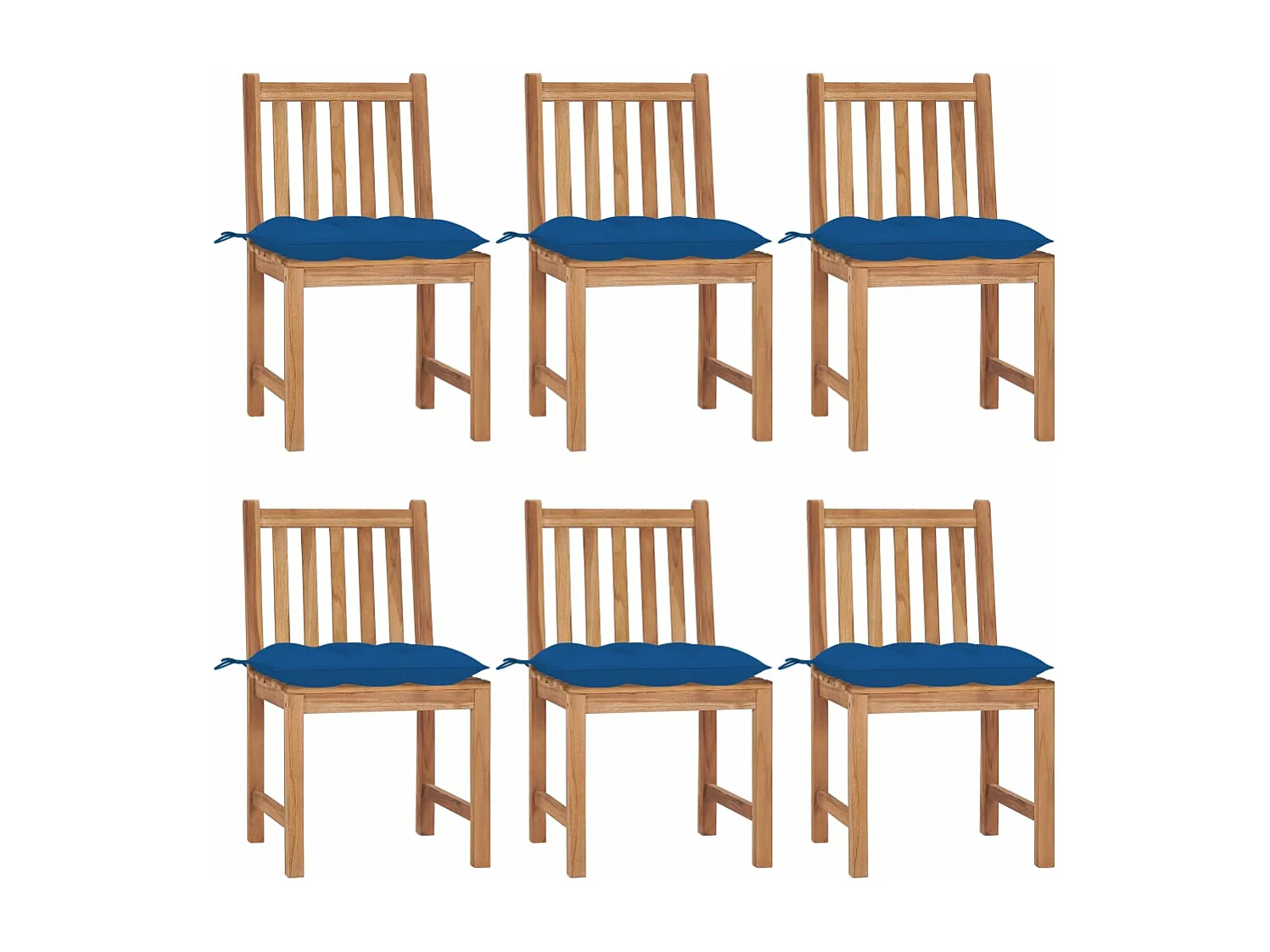 Chaises de jardin 6 pcs avec coussins Bois de teck massif