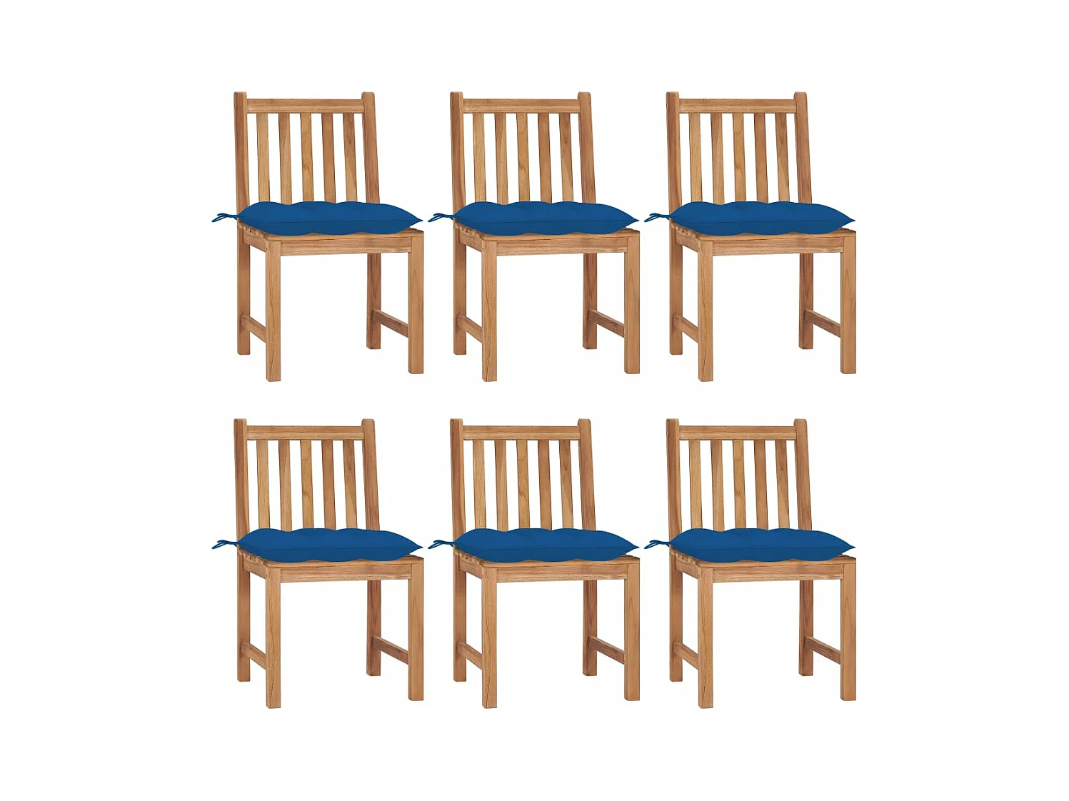 Chaises de jardin 6 pcs avec coussins Bois de teck massif