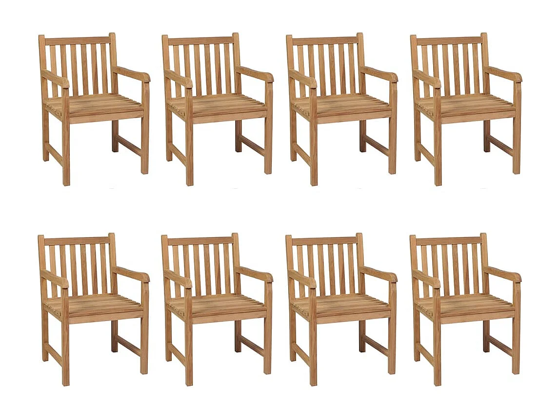 Chaises de jardin 8 pcs avec coussins taupe Bois de teck solide