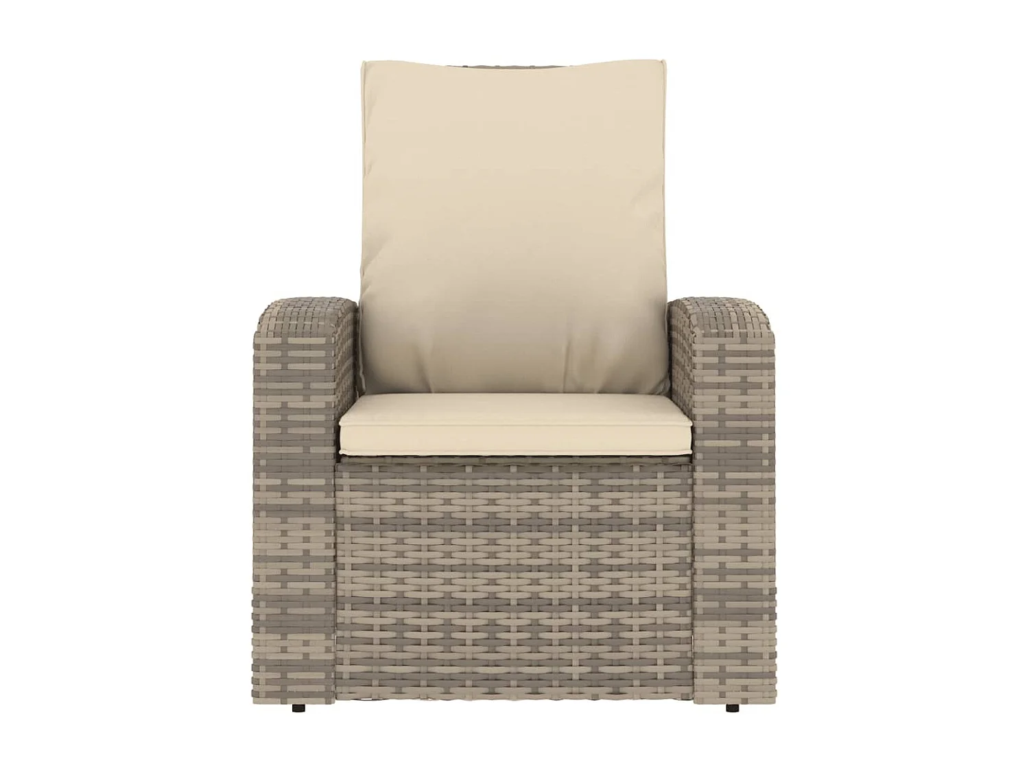 Sedia reclinabile da giardino con cuscini in rattan marrone chiaro