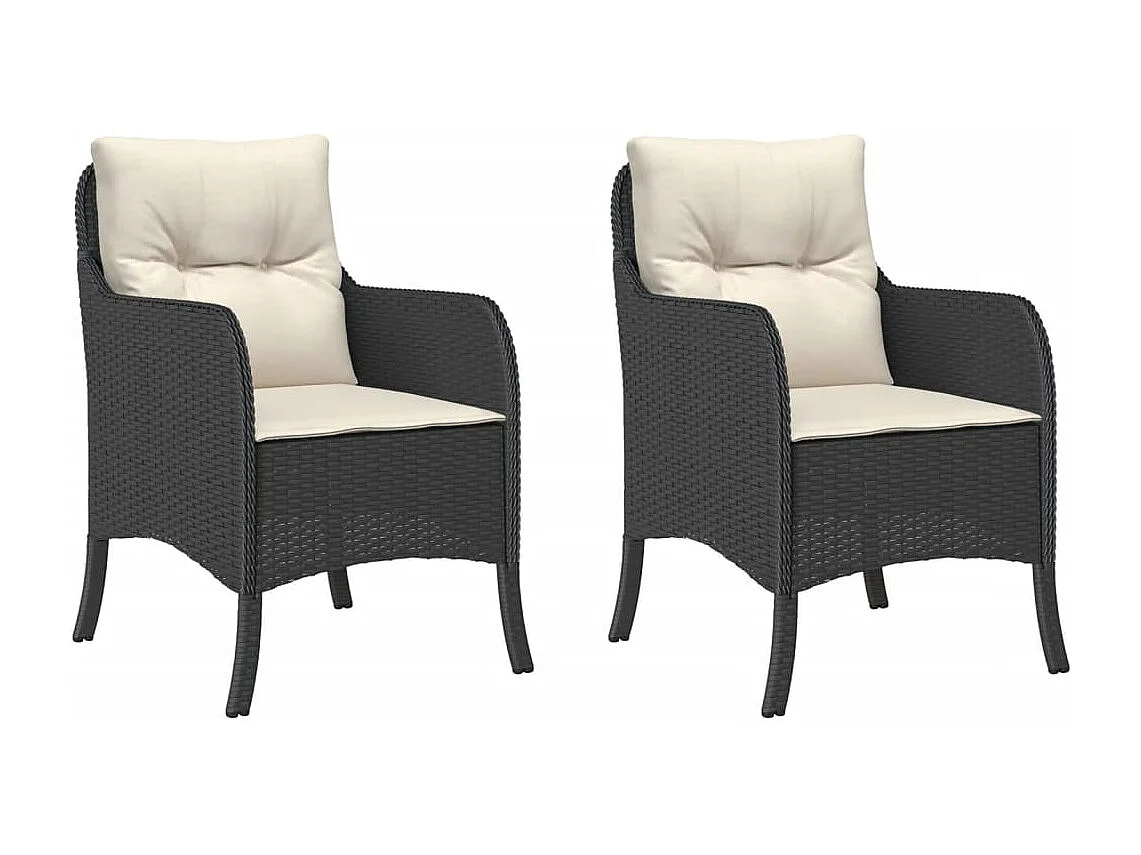 Chaises de jardin avec coussins lot de 2 noir résine tressée