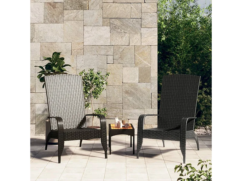 Silla de jardín Adirondack Mimbre de resina negro