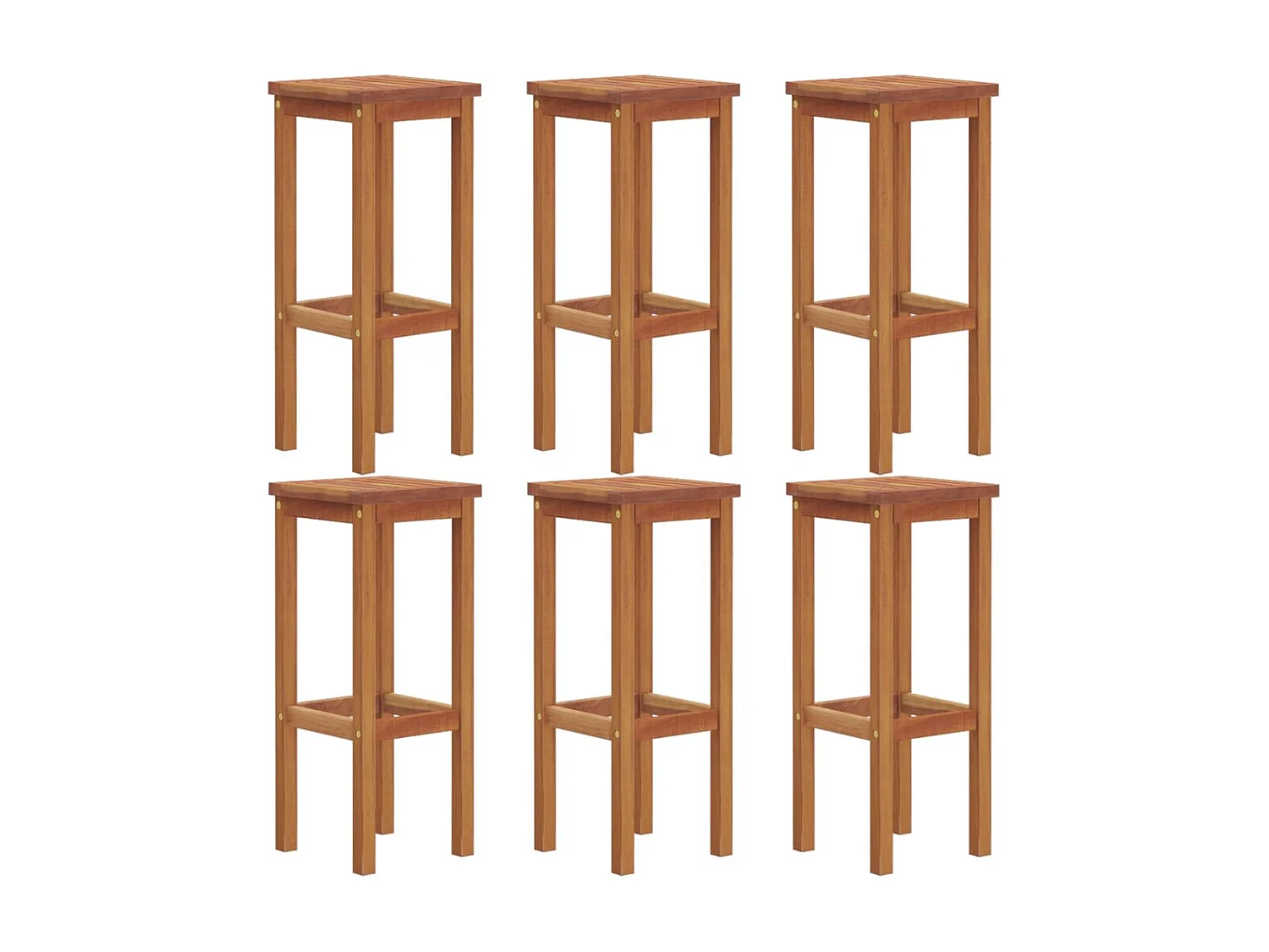Tabourets de bar lot de 6 bois massif d'acacia
