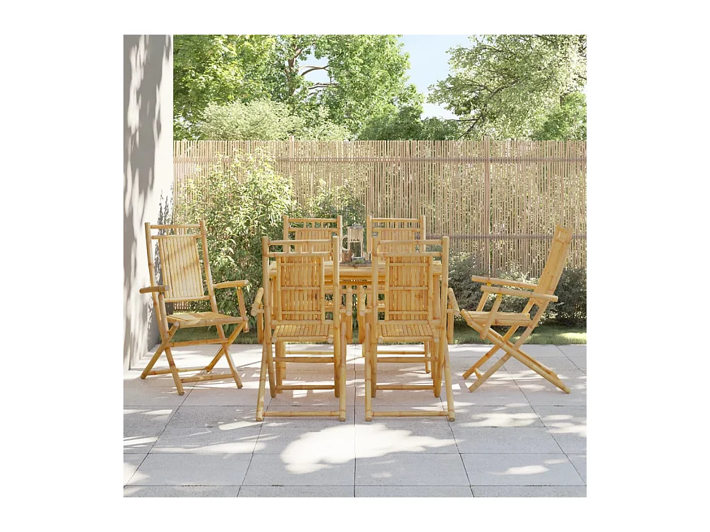 Set di 6 sedie da giardino pieghevoli in bambù 53x66x99 cm