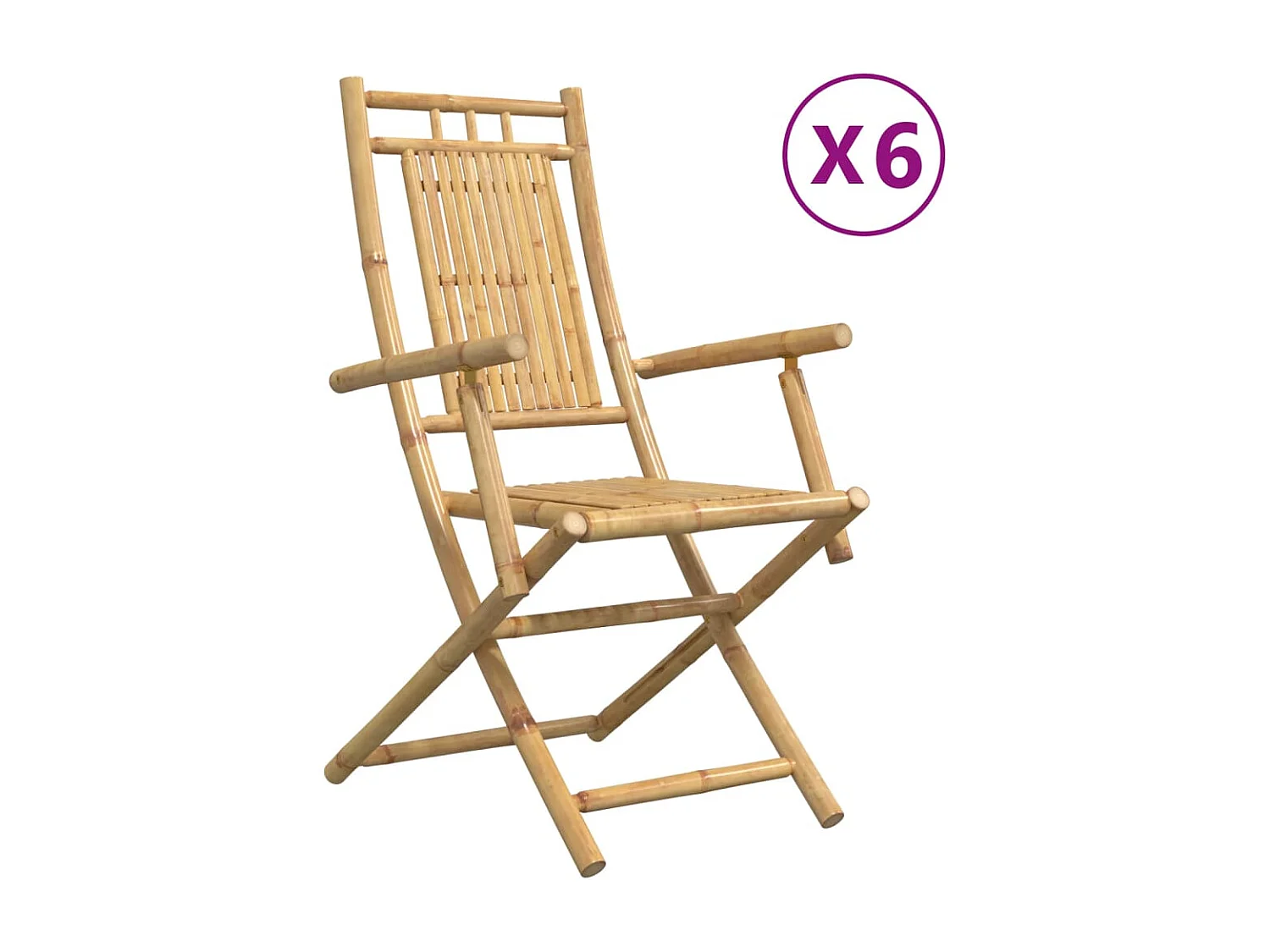 Chaises pliables de jardin lot de 6 53x66x99 cm bambou
