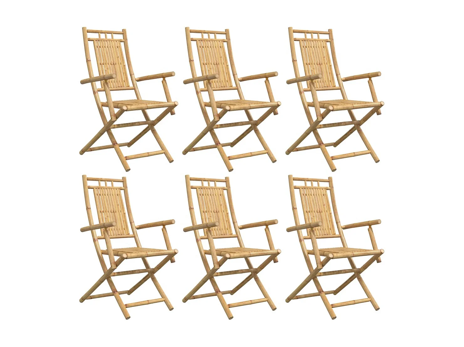 Chaises pliables de jardin lot de 6 53x66x99 cm bambou