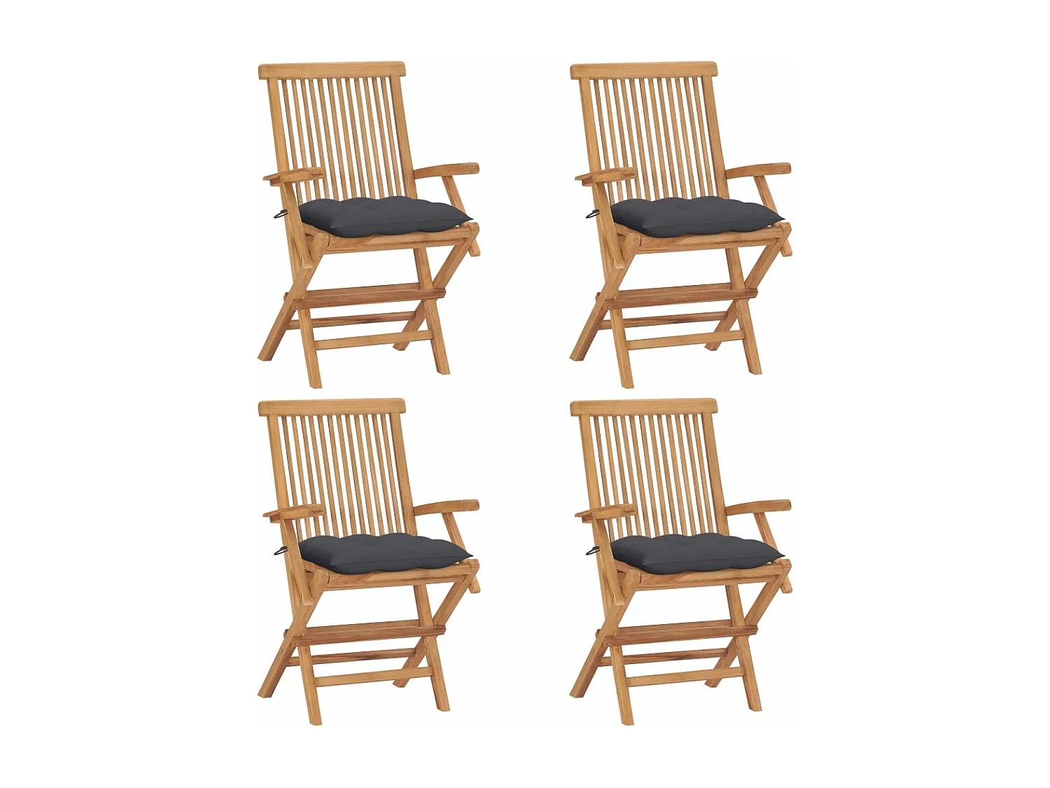 Chaises de jardin avec coussins anthracite 4 pcs Bois de teck