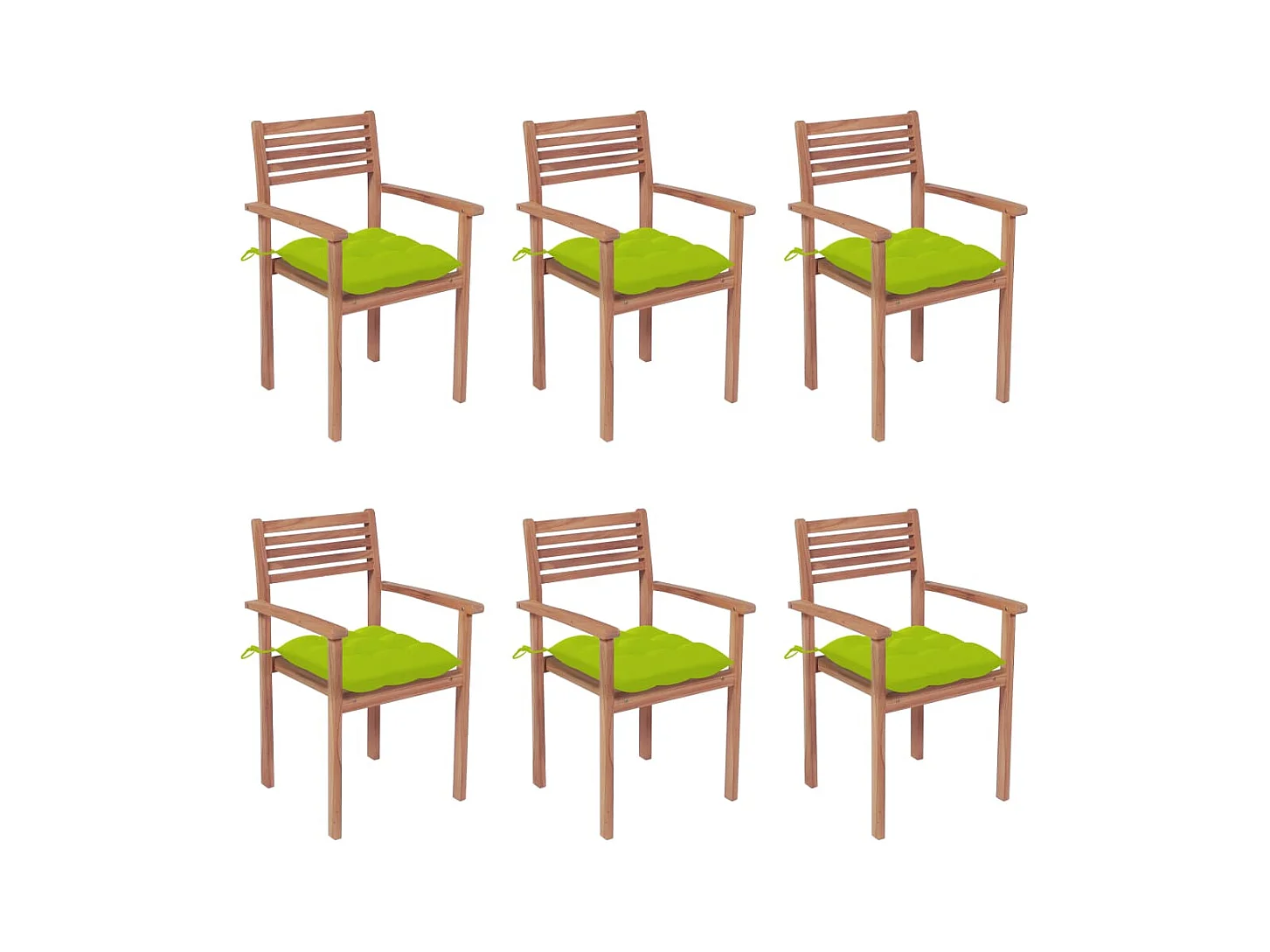 Stapelbare tuinstoelen met kussens 6 stuks Massief teakhout
