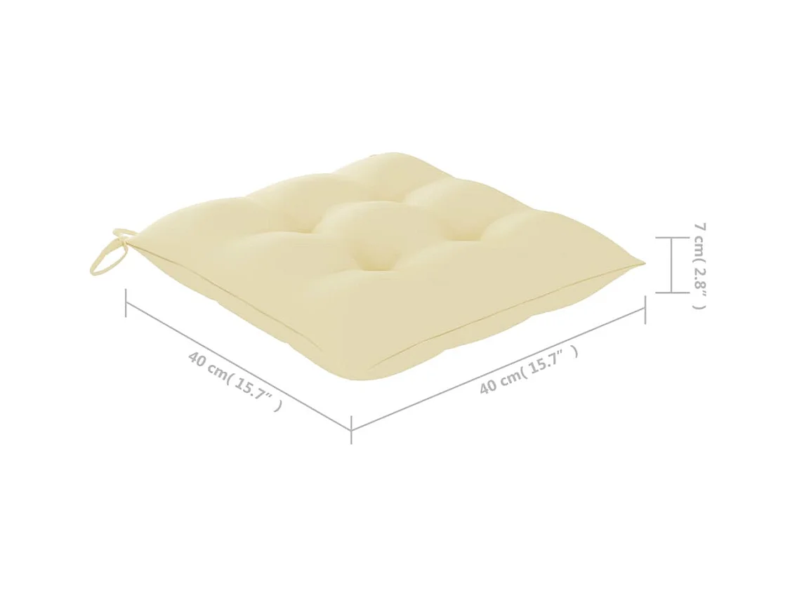 Sedie da giardino con cuscini bianco crema 3 pezzi Teak massiccio