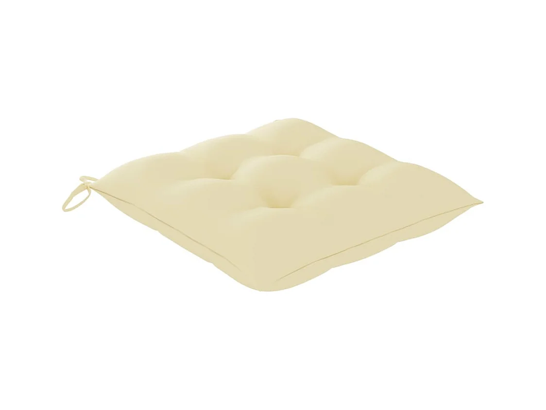 Sedie da giardino con cuscini bianco crema 3 pezzi Teak massiccio