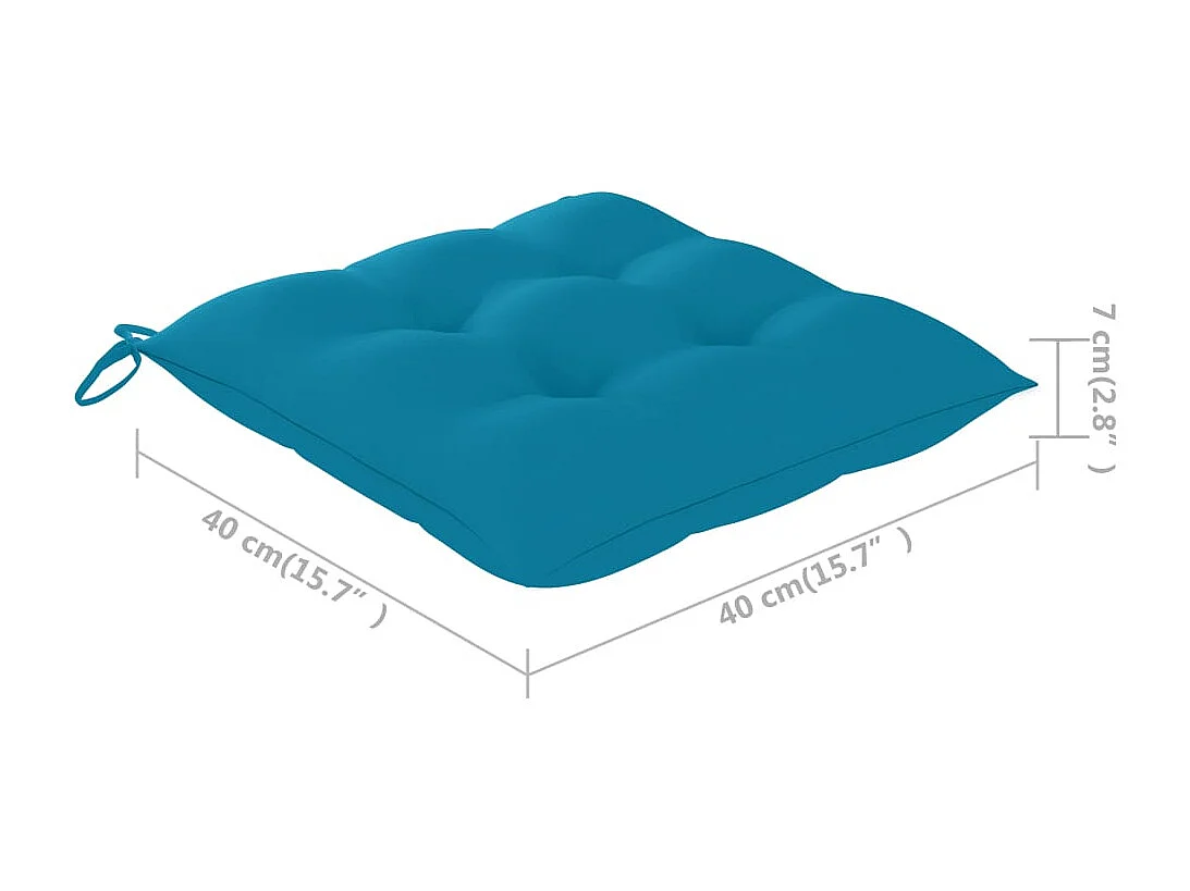 Cadeiras de jardim com almofadas azuis claras 4 peças Teca maciça