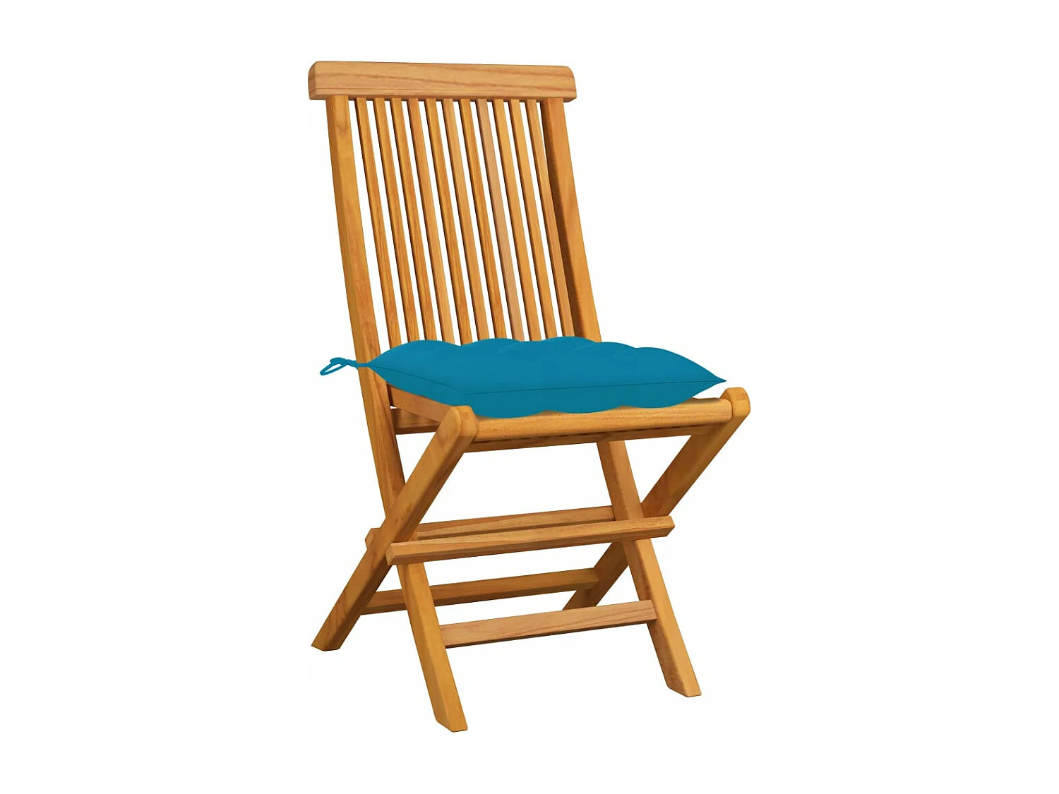 Sedie da giardino con cuscini azzurri 4 pz. Teak massello