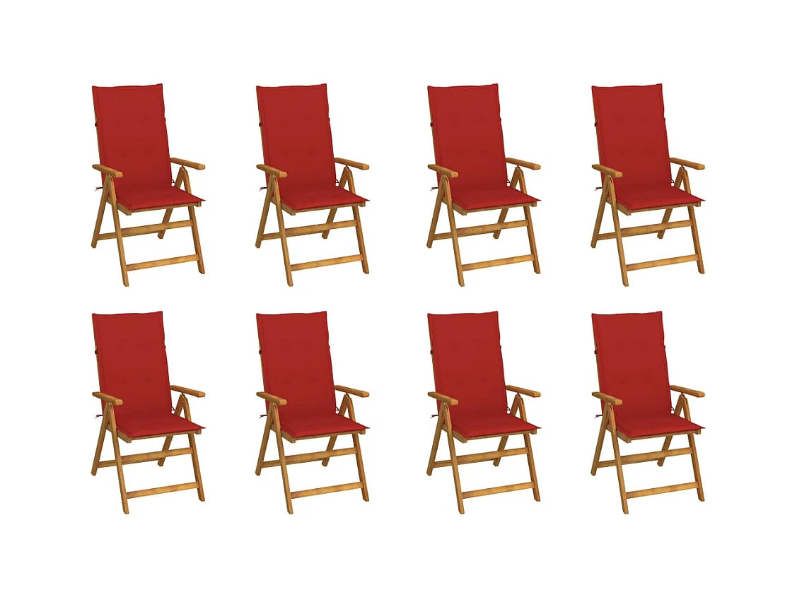Chaises pliables de jardin avec coussins 8 pcs Bois d'acacia