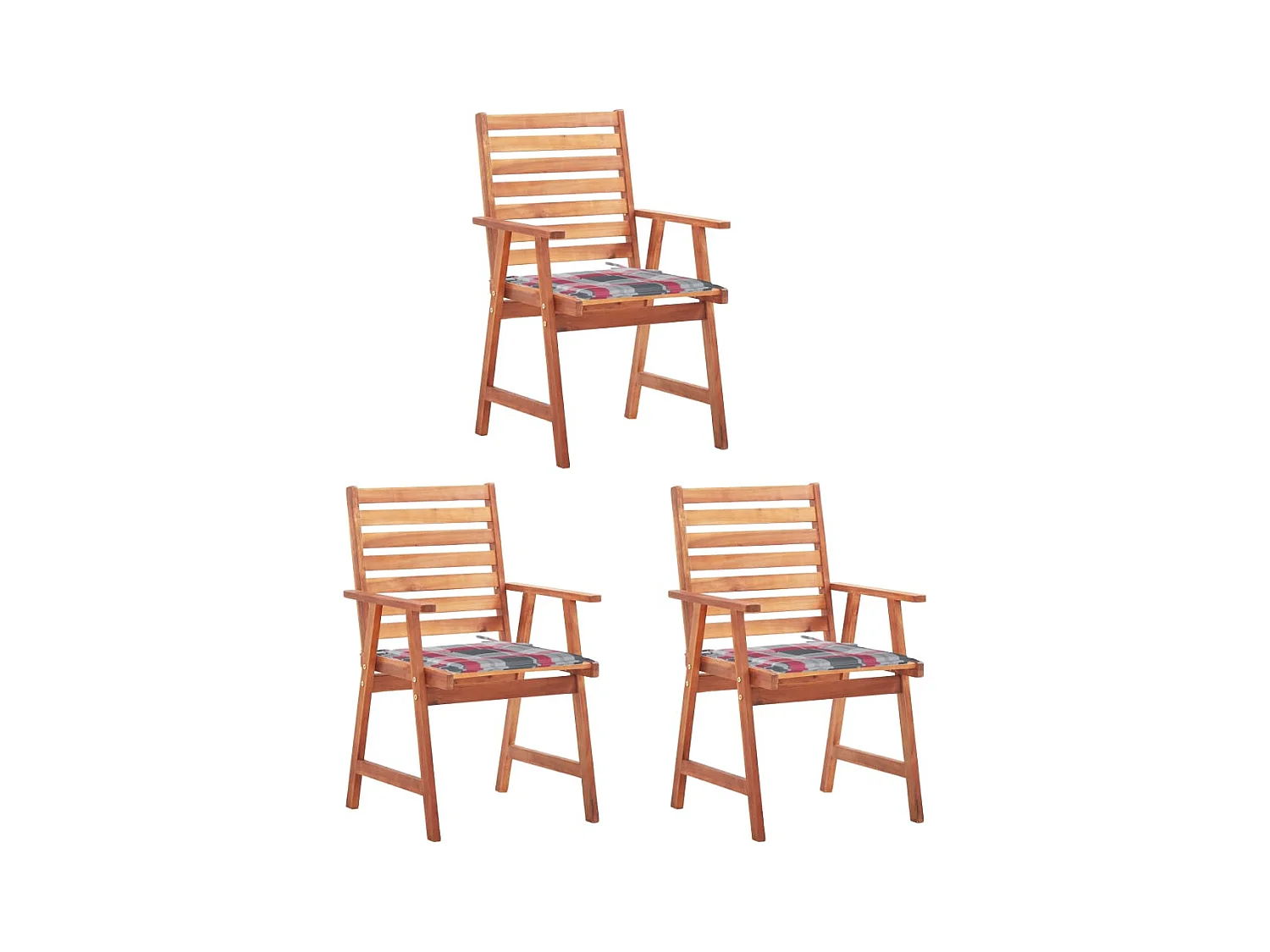 Chaises à dîner d'extérieur 3 pcs avec coussins Acacia massif