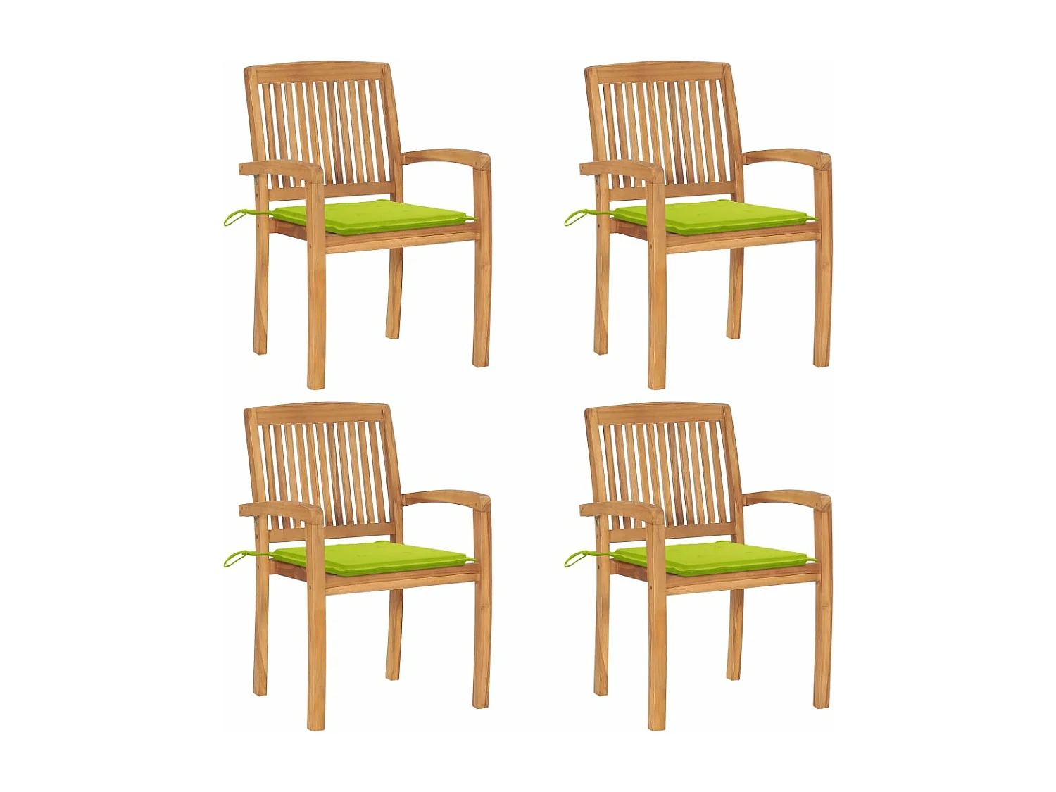 Stapelbare tuinstoelen met kussens 4 stuks Massief teakhout