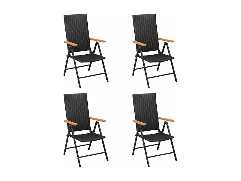 Chaises de jardin 4 pcs Résine tressée Noir