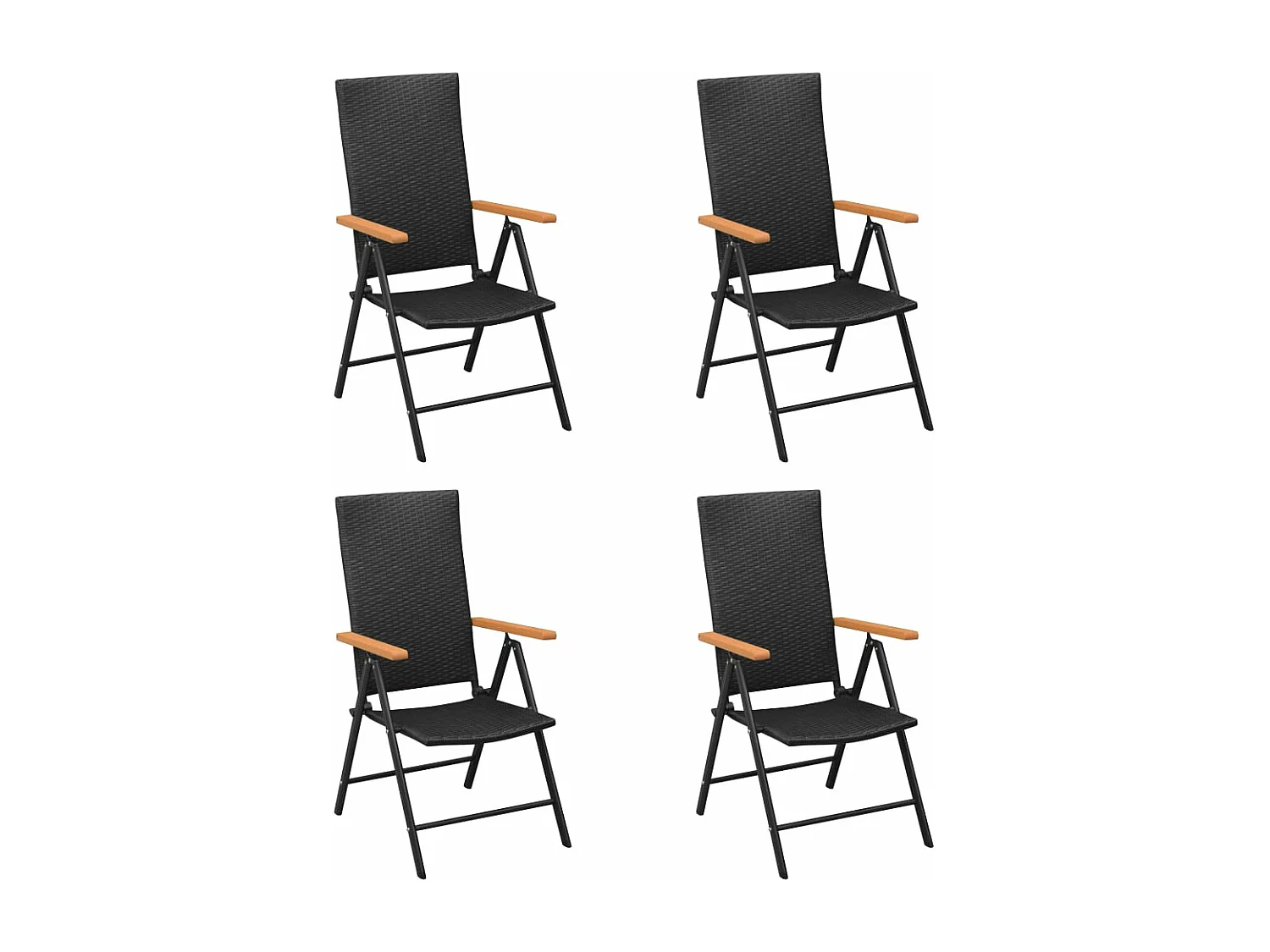Chaises de jardin 4 pcs Résine tressée Noir