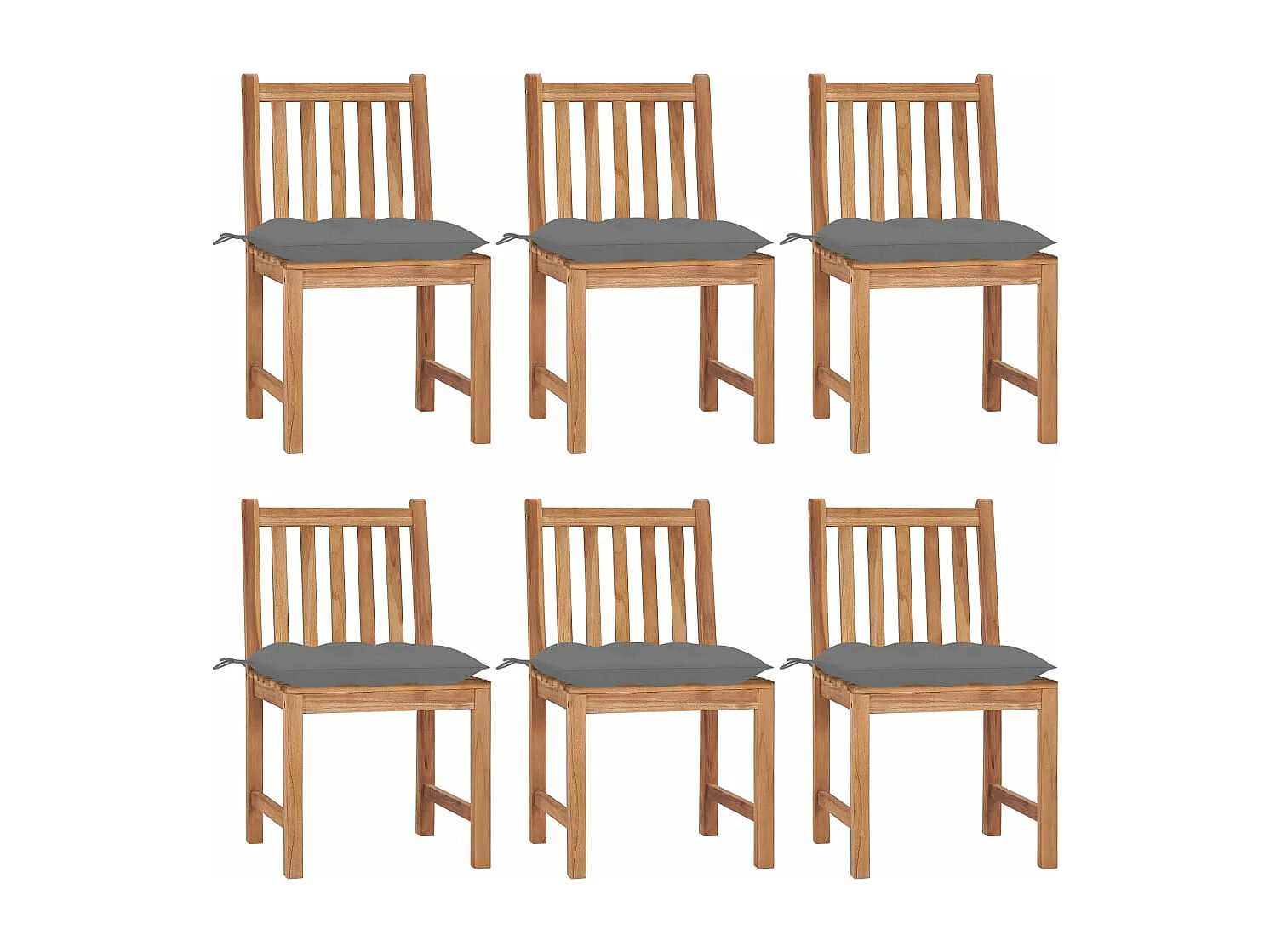 Chaises de jardin 6 pcs avec coussins Bois de teck massif