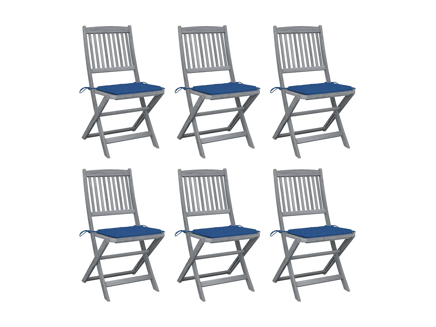 Chaises pliables d'extérieur 6 pcs avec coussins Bois d'acacia