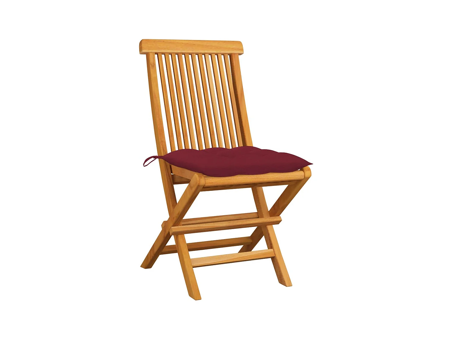 Chaises de jardin avec coussins rouge bordeaux 2pcs Teck massif