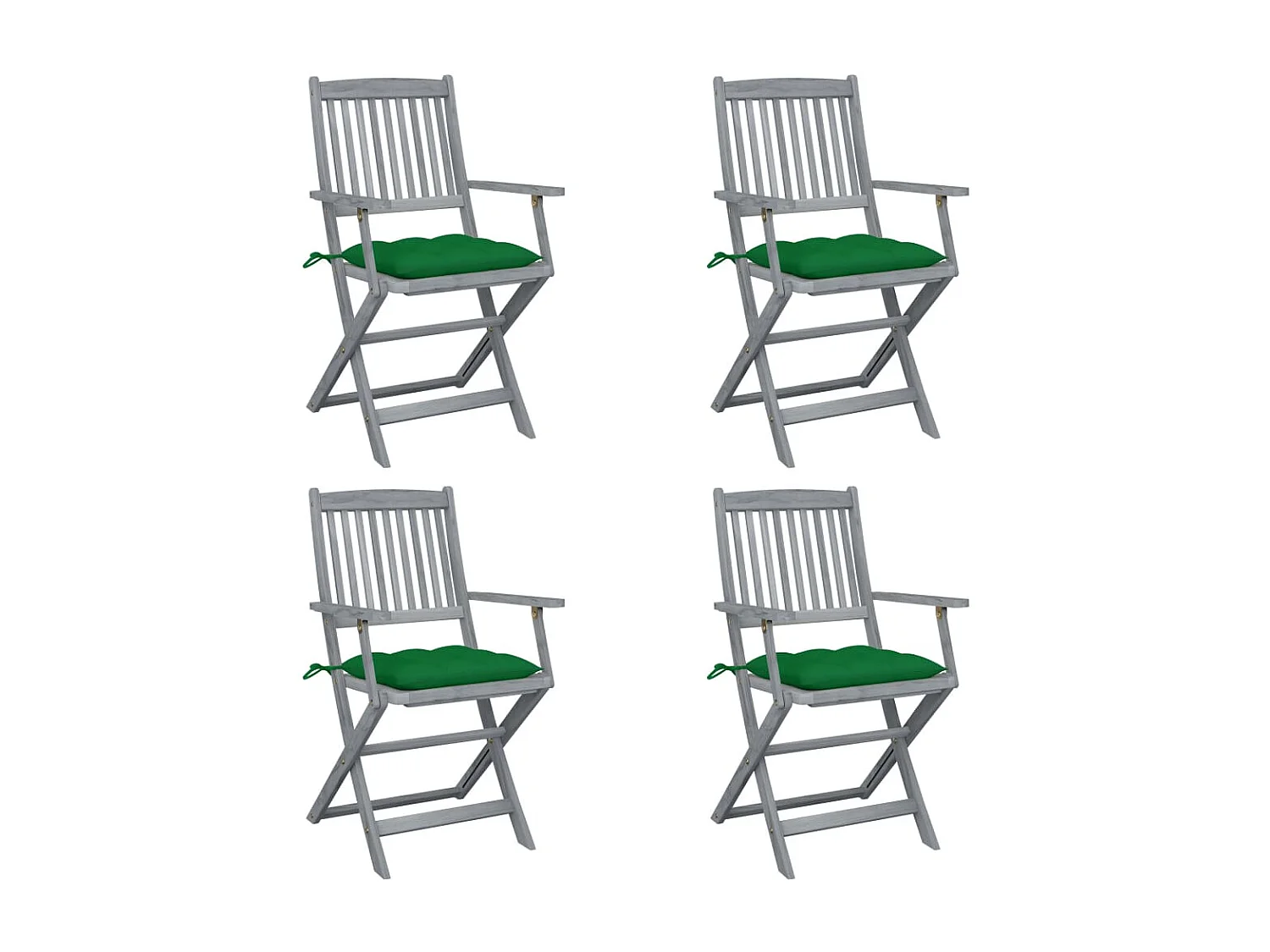 Chaises pliables d'extérieur 4 pcs avec coussins Bois d'acacia