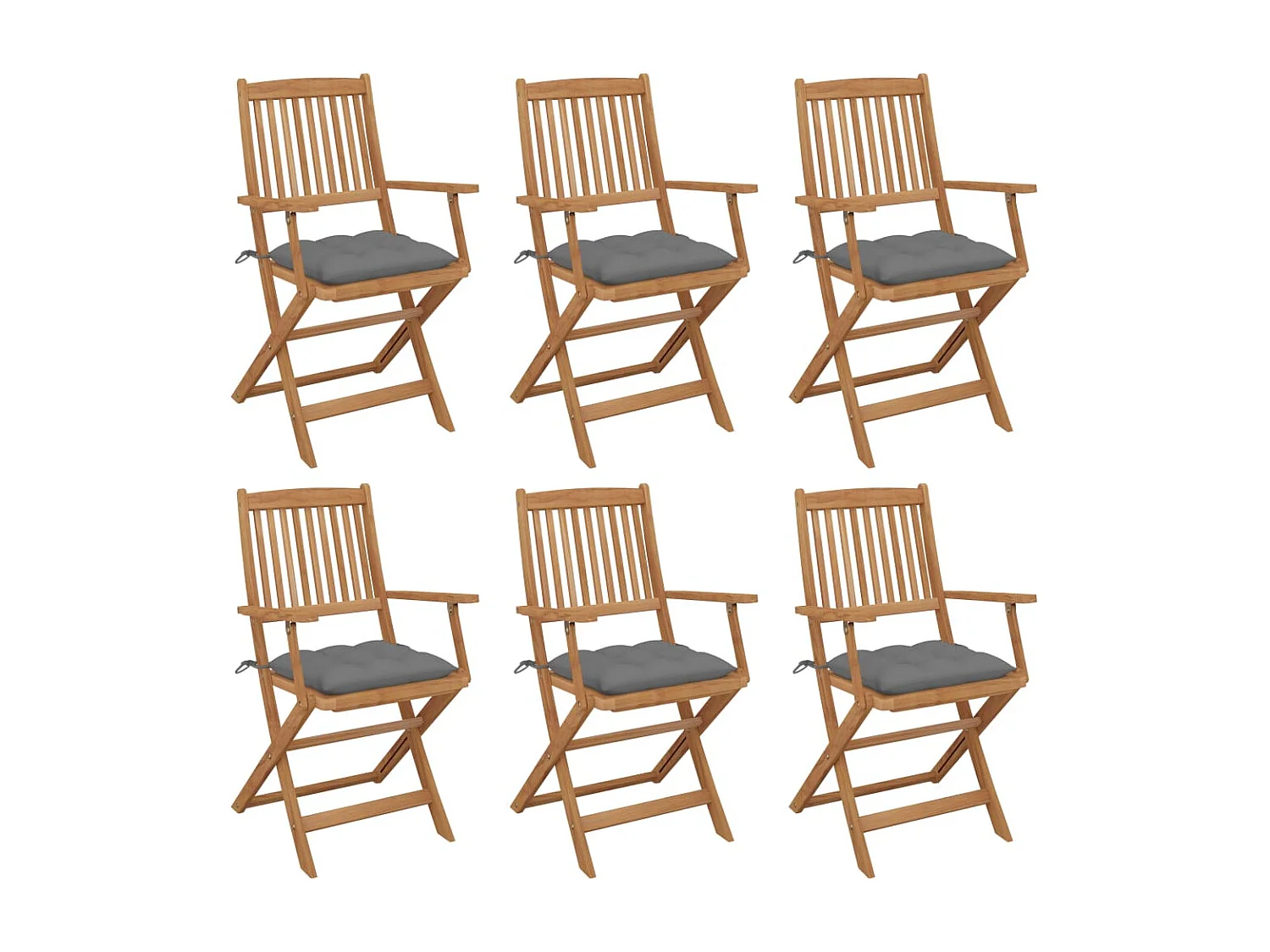 Chaises pliables de jardin 6 pcs avec coussins Bois d'acacia