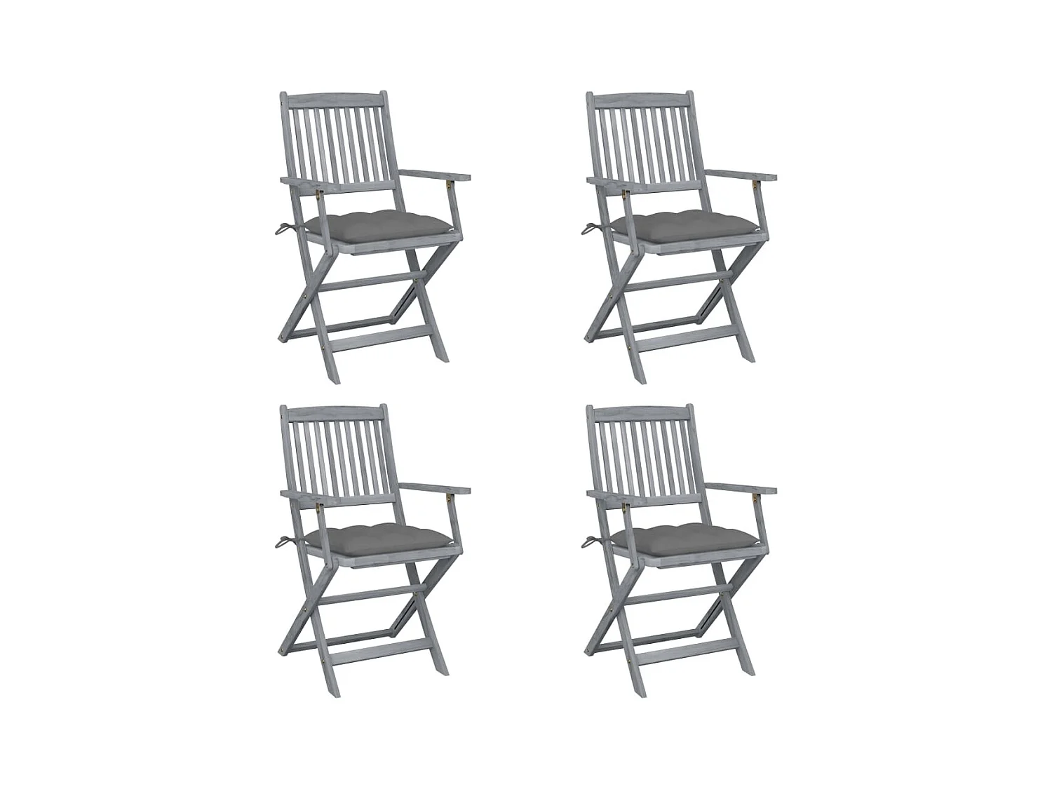 Chaises pliables d'extérieur 4 pcs avec coussins Bois d'acacia