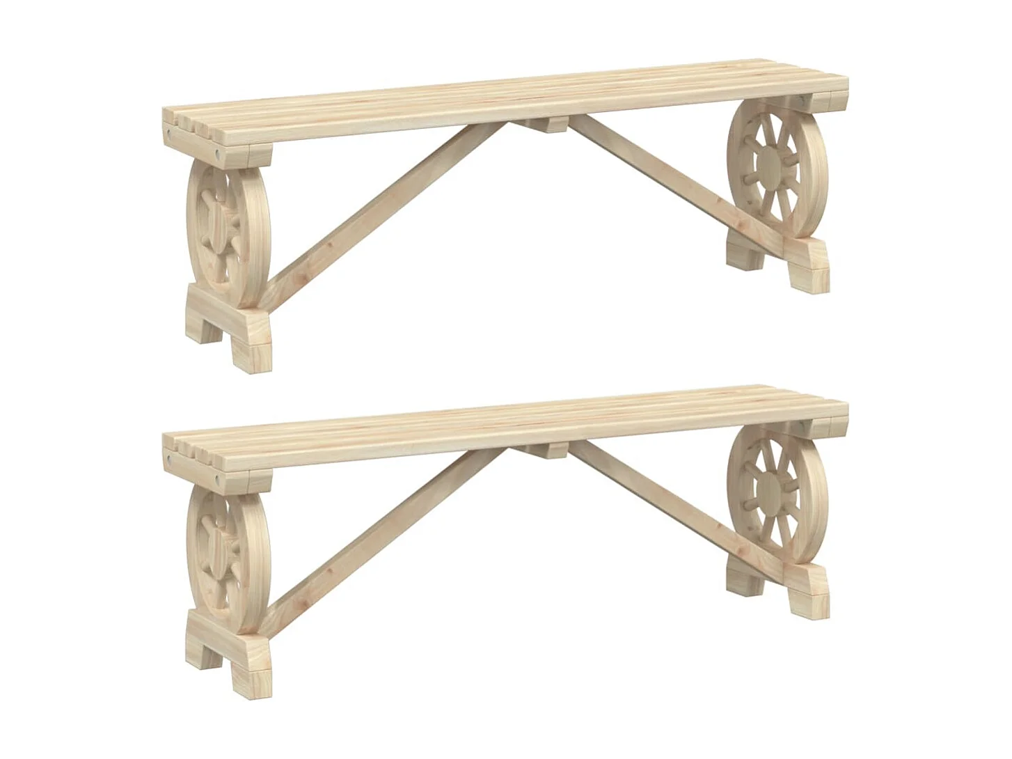 Bancs de jardin 2 pcs bois de sapin massif