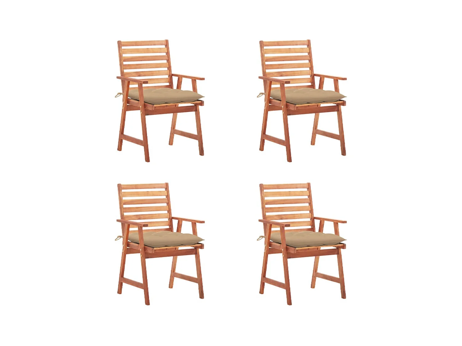 Chaises à dîner d'extérieur 4 pcs avec coussins Acacia massif