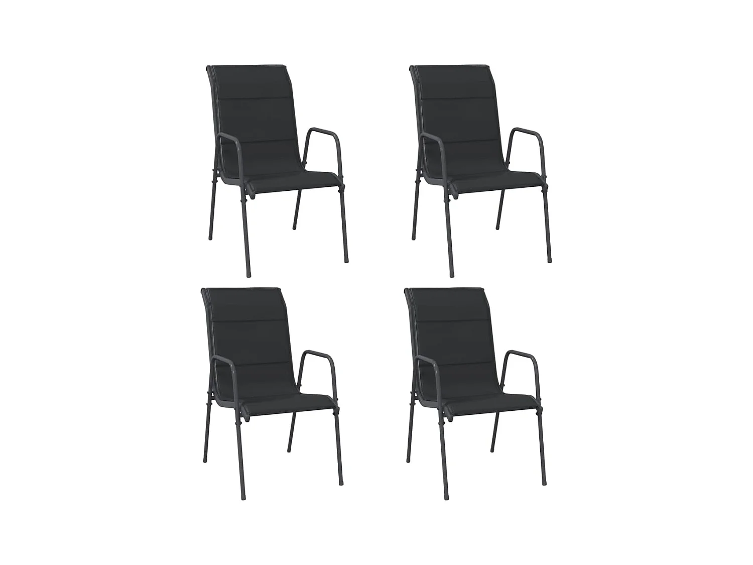Gartenstühle 4 Stück Stahl und Textilene Schwarz