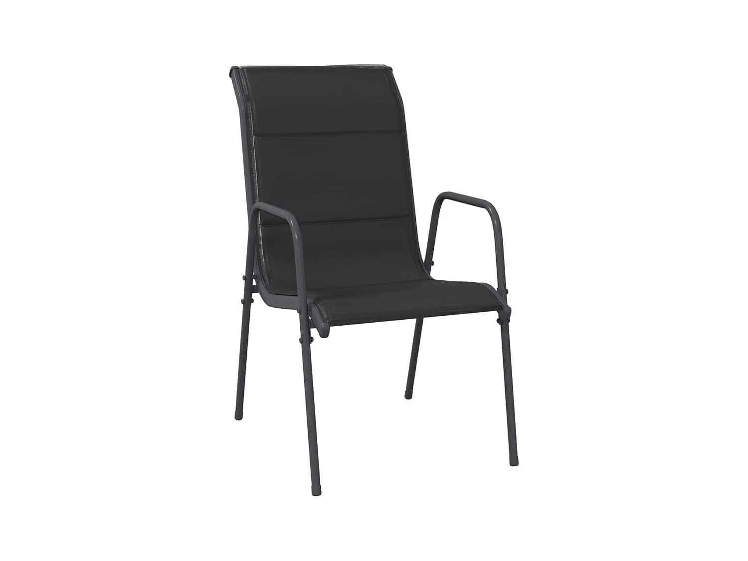 Gartenstühle 4 Stück Stahl und Textilene Schwarz