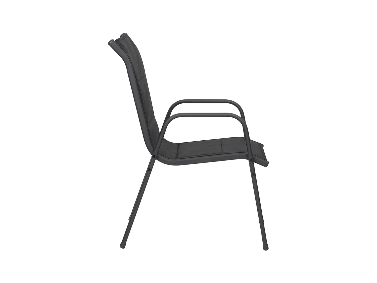 Gartenstühle 4 Stück Stahl und Textilene Schwarz