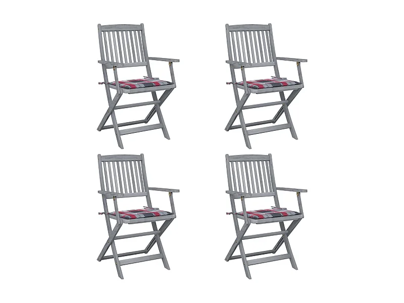 Outdoor-Klappstühle 4 Stück mit Kissen aus Akazienholz
