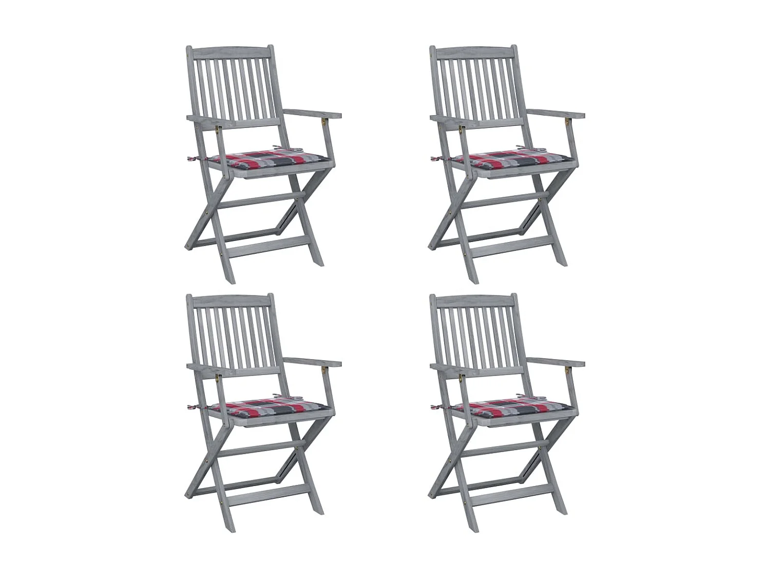 Outdoor-Klappstühle 4 Stück mit Kissen aus Akazienholz