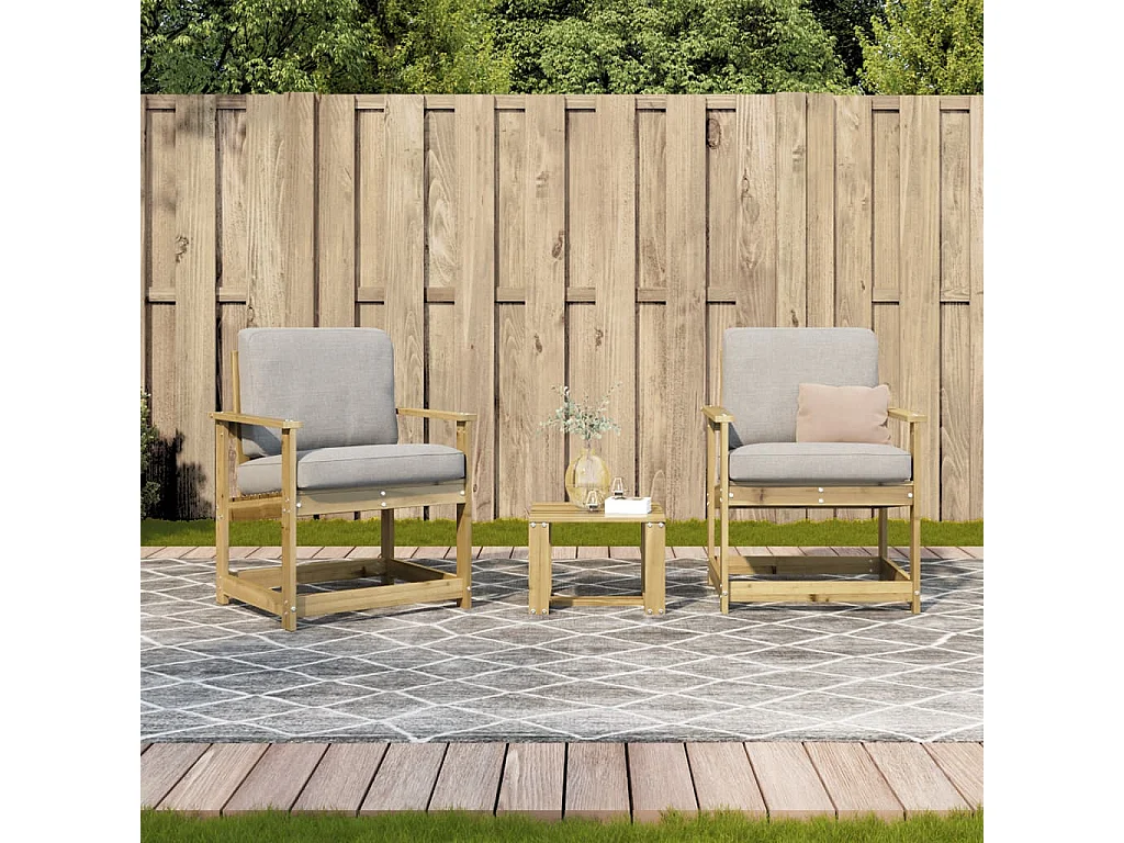 Mobili da giardino 3 pezzi in legno di pino impregnato