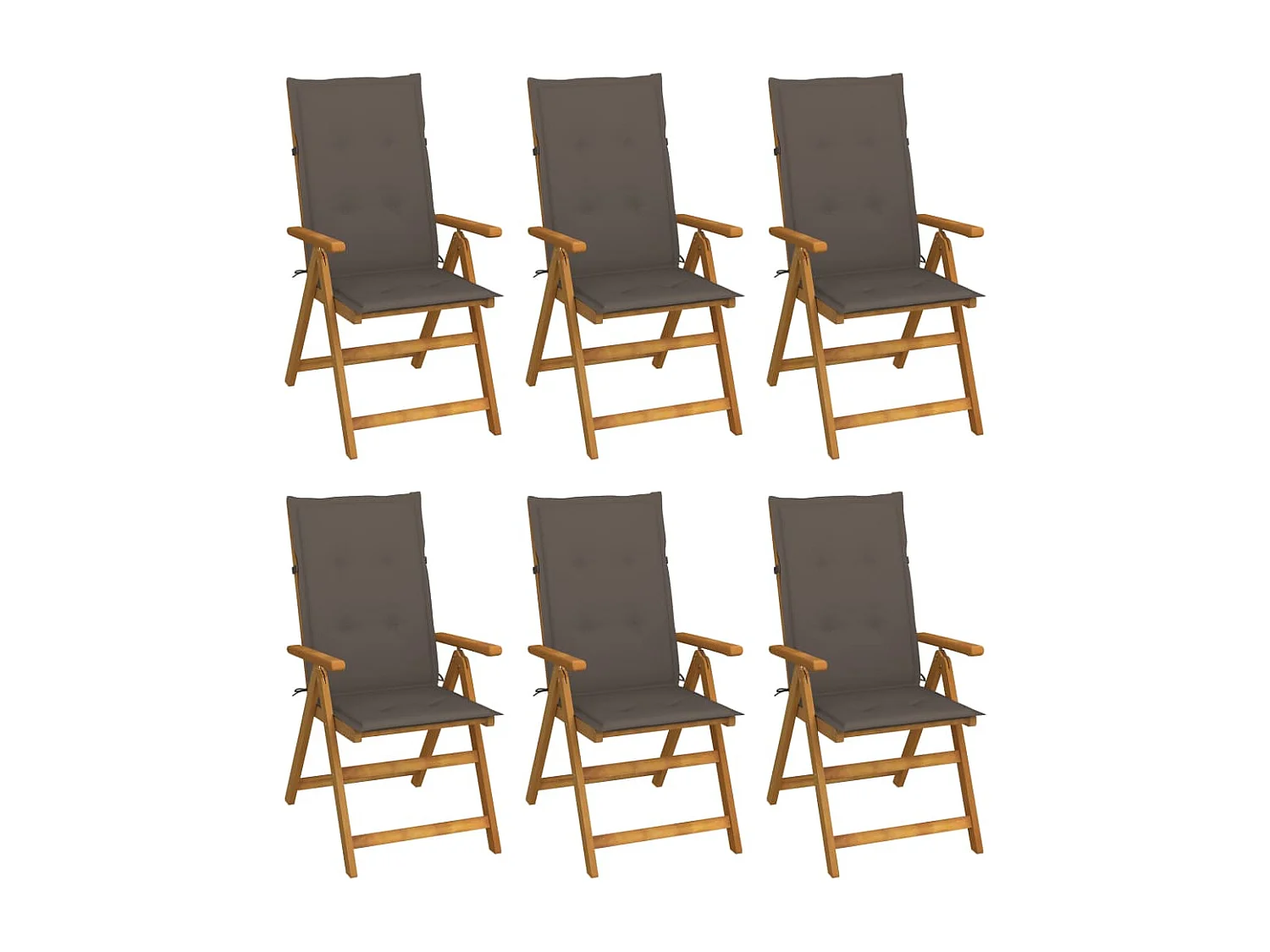 Chaises pliables de jardin 6 pcs avec coussins Bois d'acacia