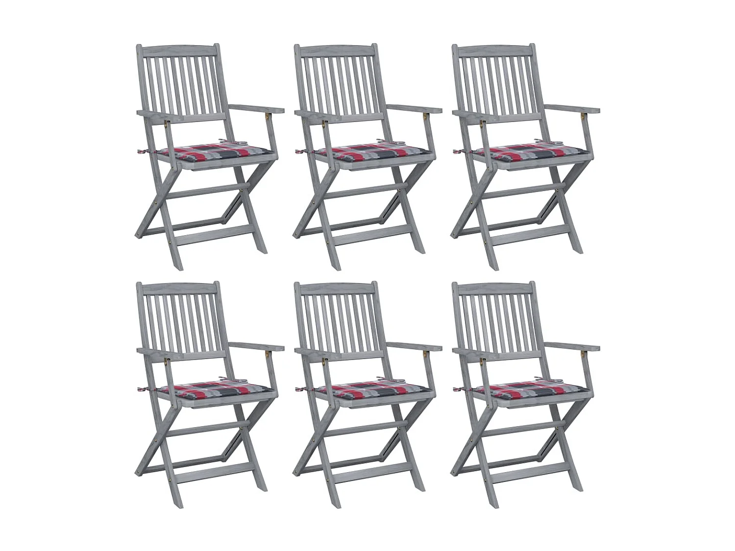 Chaises pliables d'extérieur 6 pcs avec coussins Bois d'acacia