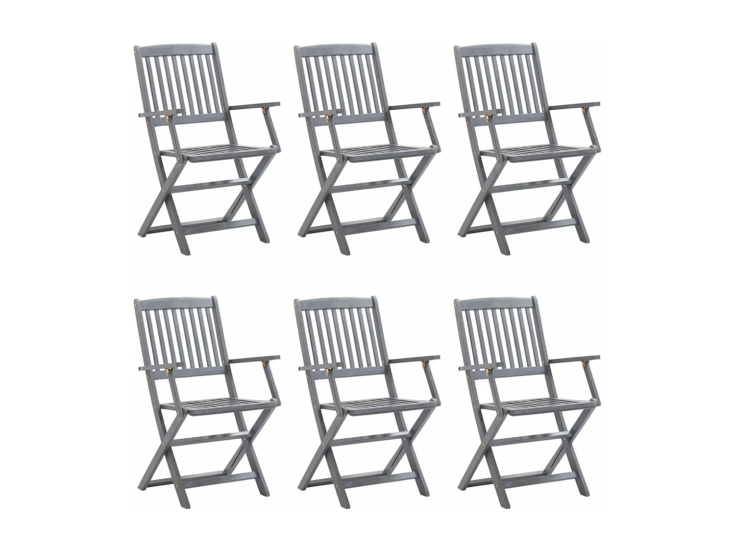 Chaises pliables d'extérieur 6 pcs avec coussins Bois d'acacia